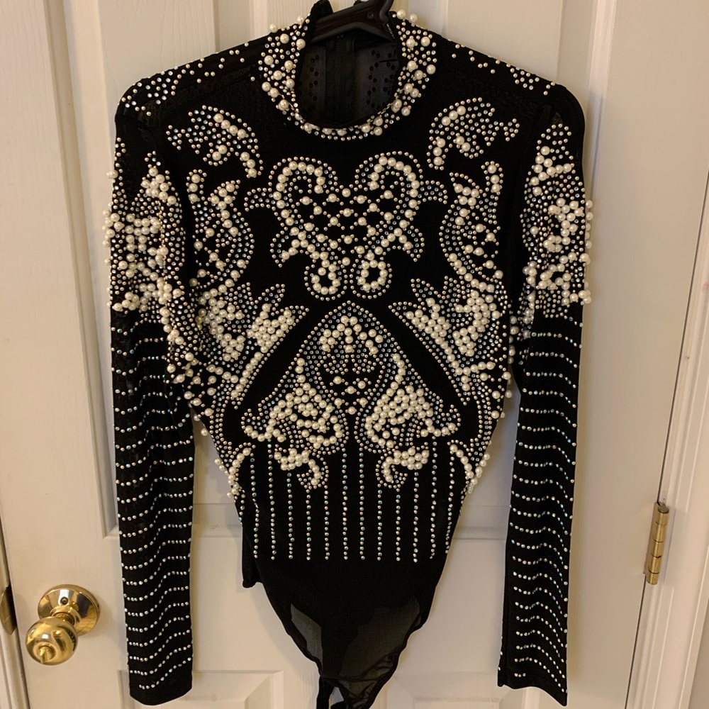 Stunning Beaded Sheer Body Suit